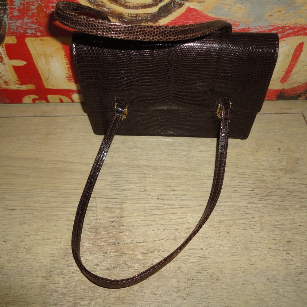 GENUINE SACHA BROWN LIZARD SKIN PURSE HANDBAG
